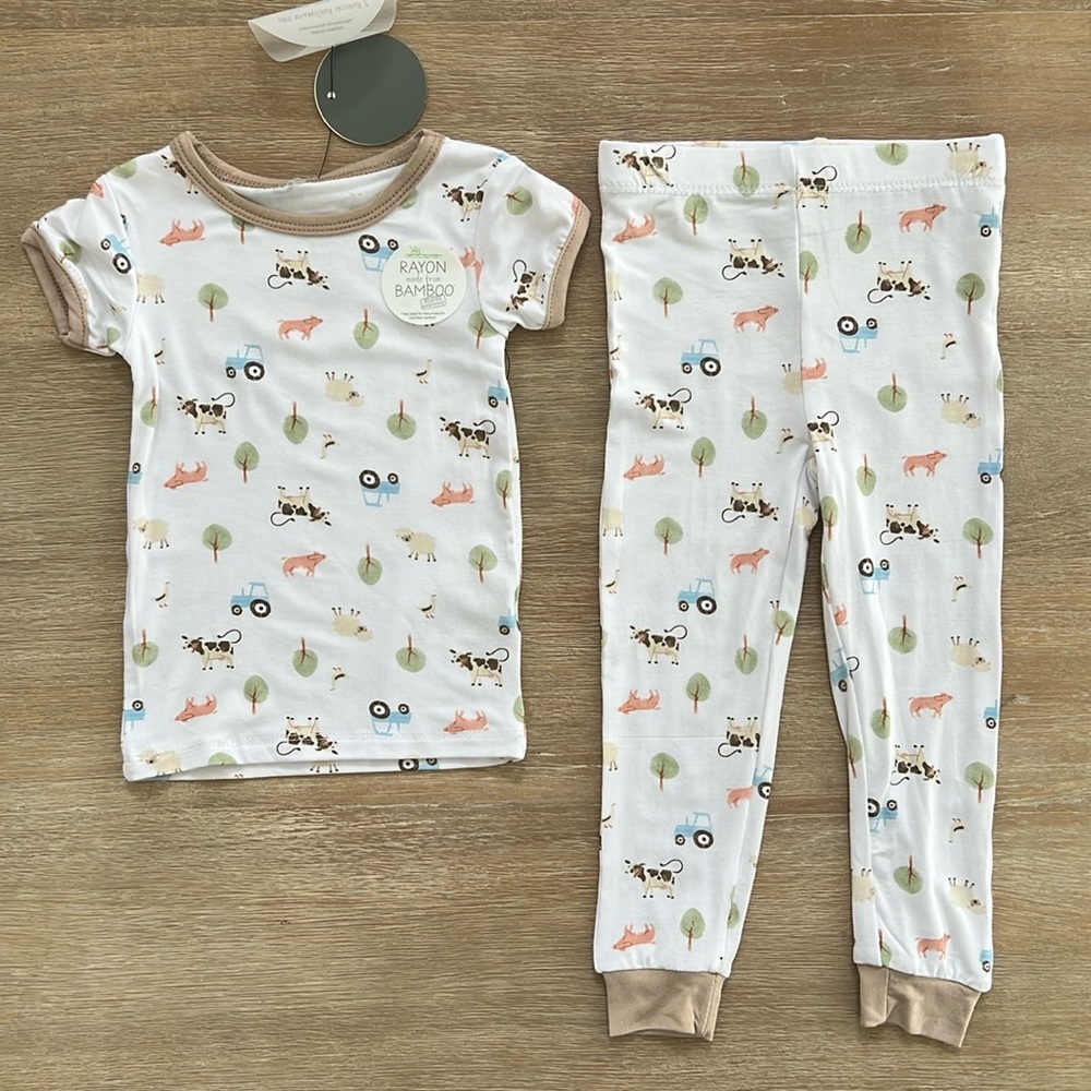 Milkberry Toddler Boy Bamboo Farm Animals Pajama Set 18 24 months